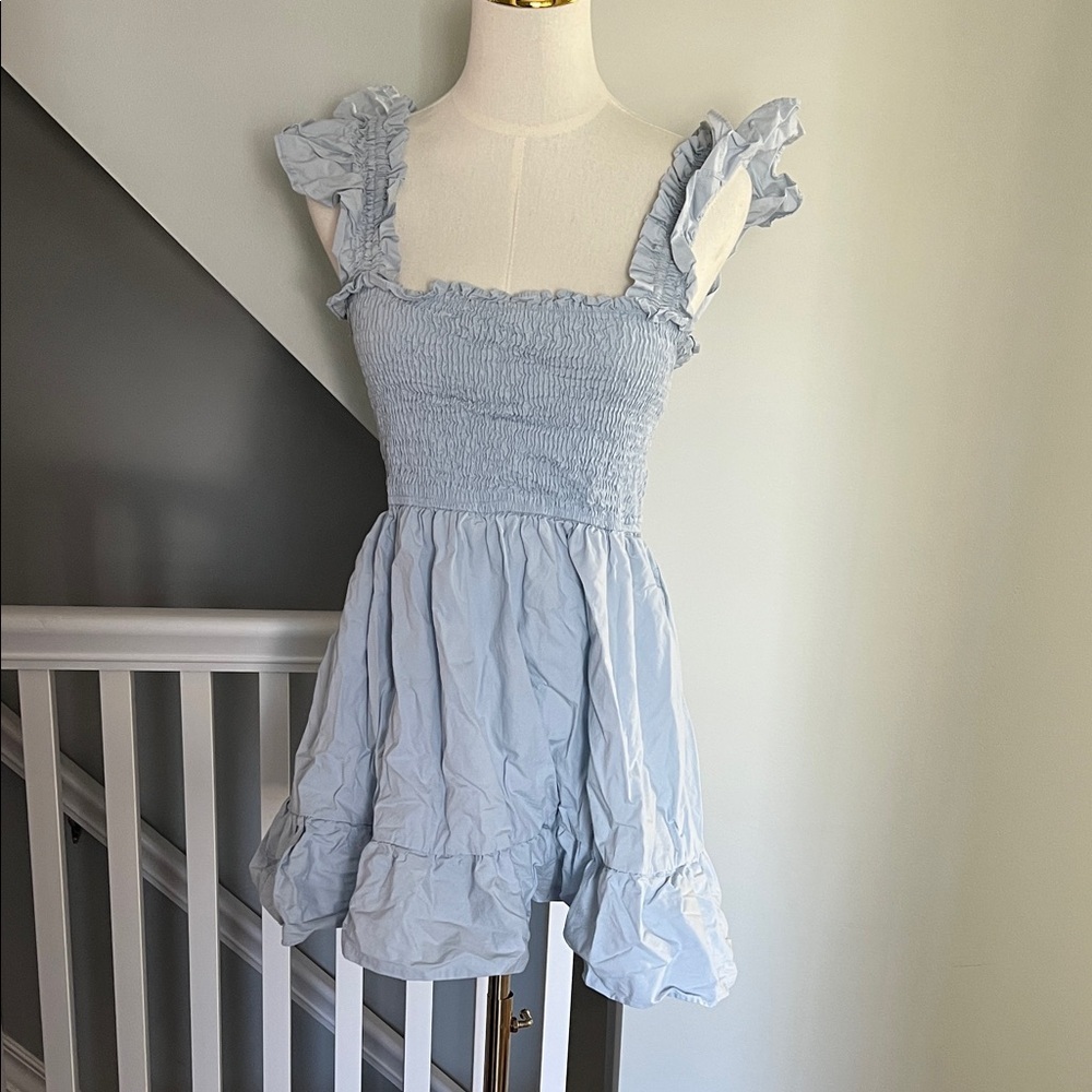 miami Light Blue Ruffled Smocked Sundress for Kids